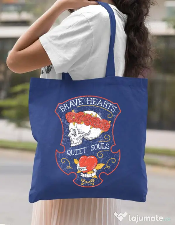 Sacosa din panza Brave hearts Albastru regal