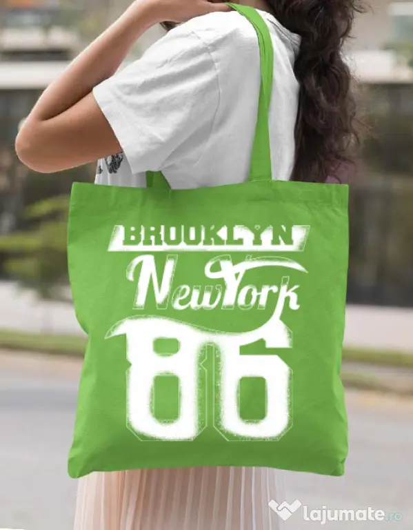 Sacosa din panza Brooklyn Verde mar