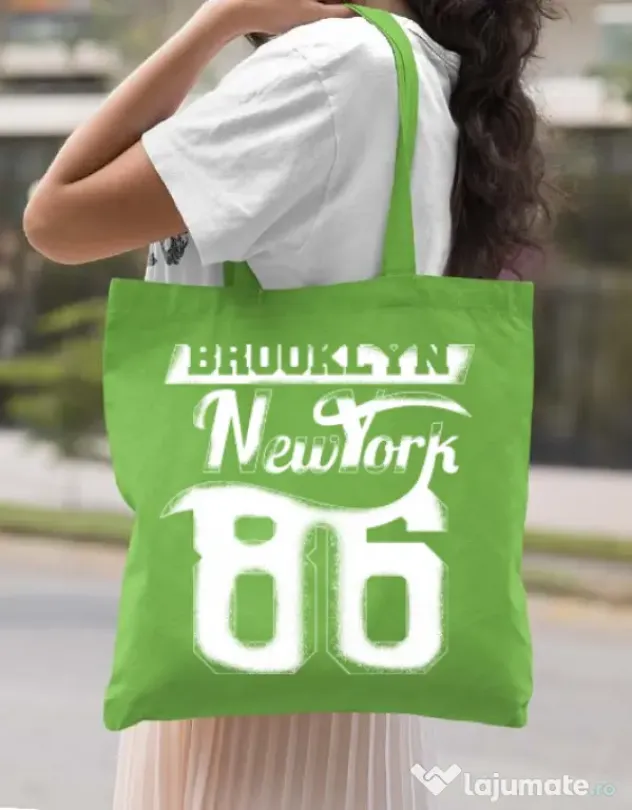 Sacosa din panza Brooklyn Verde mar