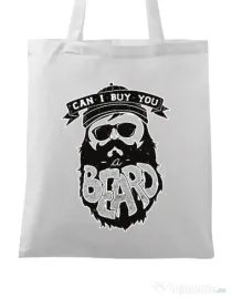 Sacosa din panza Can i buy you a beard Alb