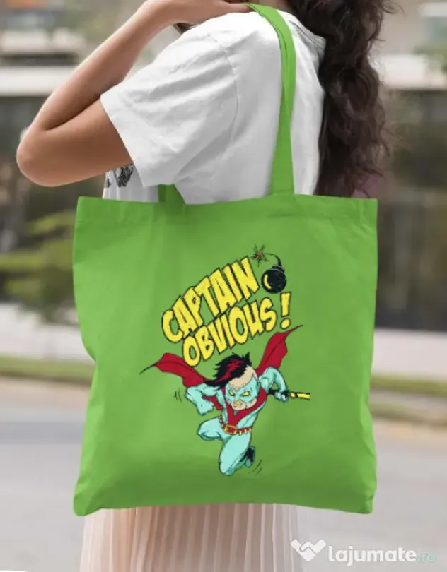 Sacosa din panza Captain obvious Verde mar