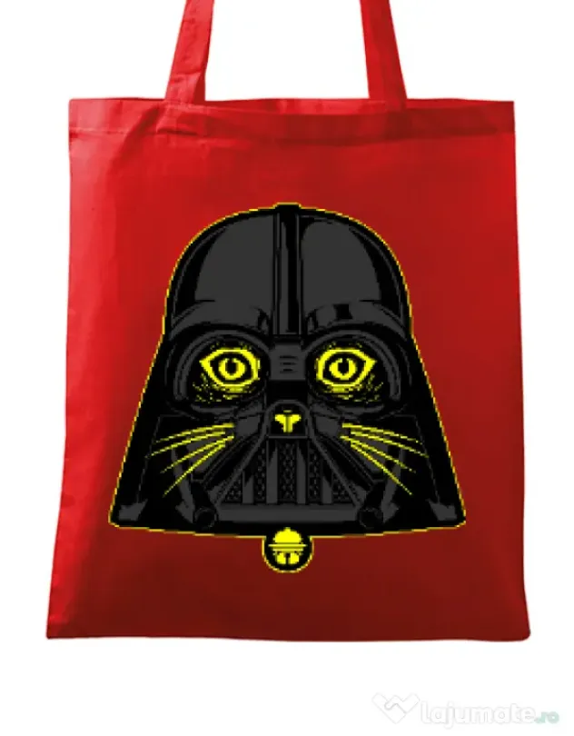 Sacosa din panza Cat Vader Rosu