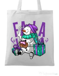 Sacosa din panza Christmas Carol Alb