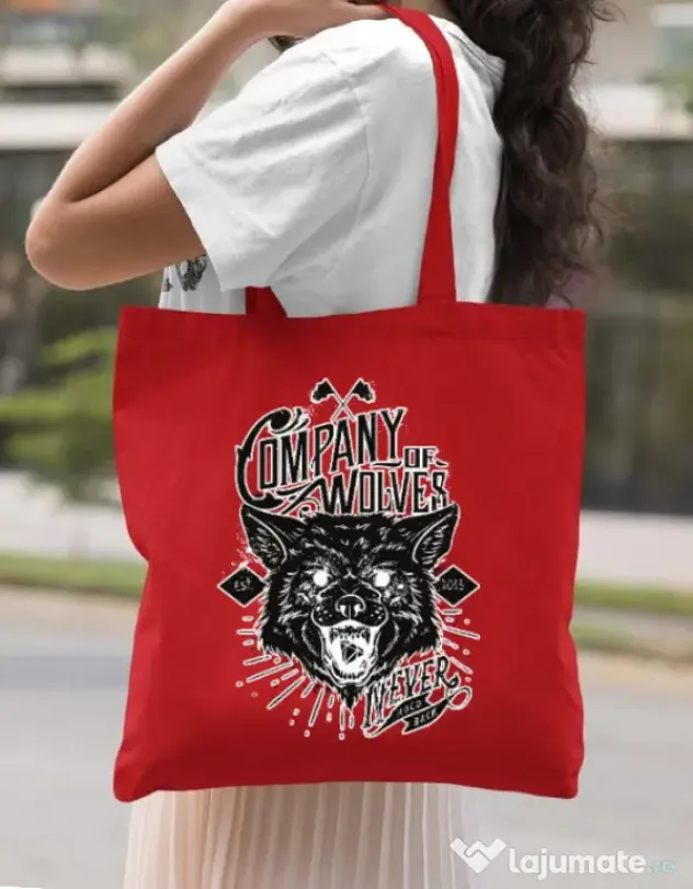 Sacosa din panza Company of wolves Rosu