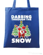 Sacosa din panza Dabbing Santa Albastru regal