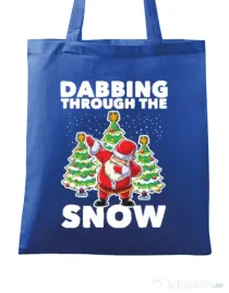 Sacosa din panza Dabbing Santa Albastru regal