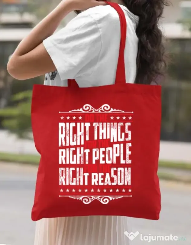 Sacosa din panza Do the right things Rosu