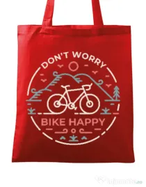Sacosa din panza Don't worry bike happy Rosu