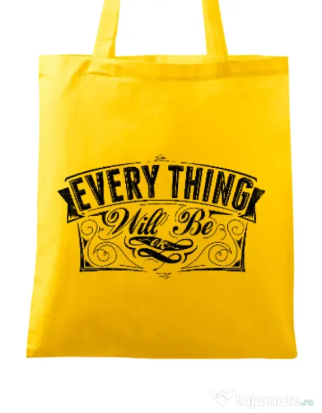 Sacosa din panza Everything will be ok Galben
