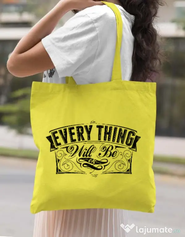 Sacosa din panza Everything will be ok Galben