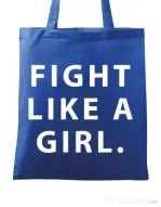 Sacosa din panza Fight like a girl Albastru regal