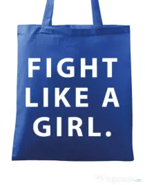 Sacosa din panza Fight like a girl Albastru regal