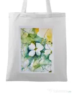 Sacosa din panza Floral Geometric Alb