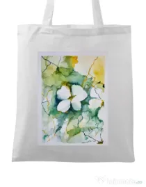 Sacosa din panza Floral Geometric Alb