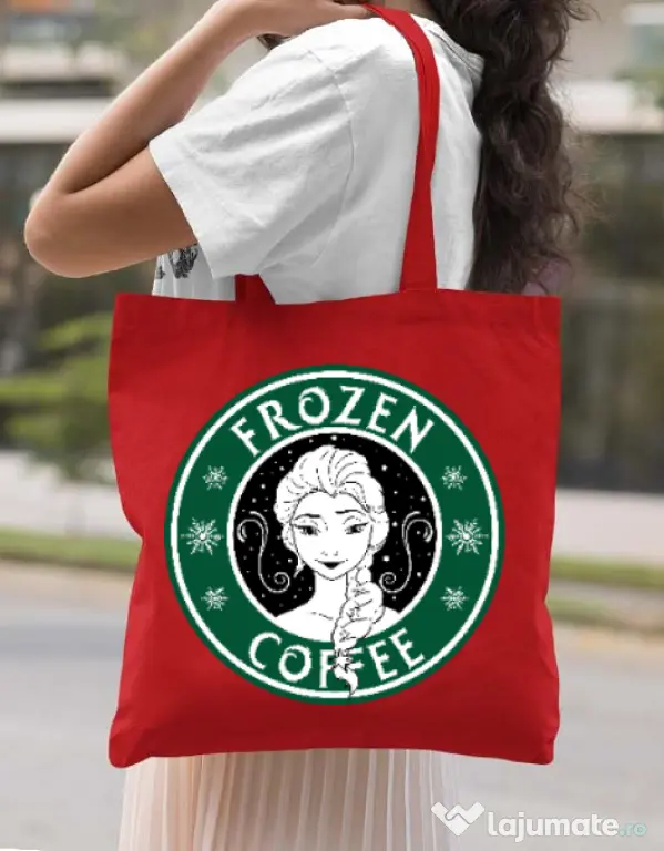 Sacosa din panza Frozen coffee Rosu