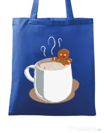Sacosa din panza Gingerbread man Albastru regal