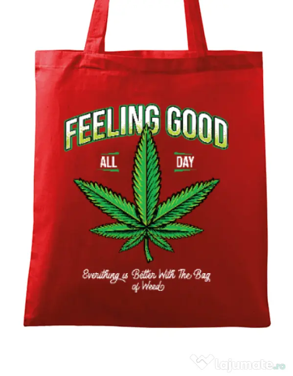 Sacosa din panza Good ganja Rosu