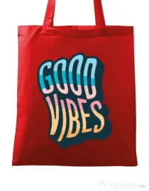 Sacosa din panza Good vibes Rosu