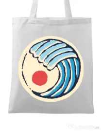 Sacosa din panza Great wave Alb