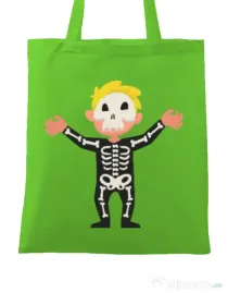 Sacosa din panza Halloween Skull Verde mar