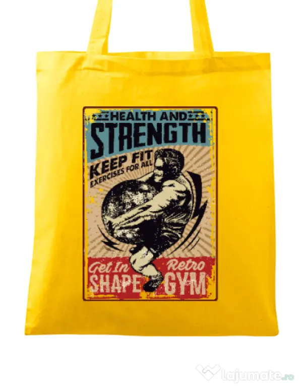 Sacosa din panza Health and strength Galben