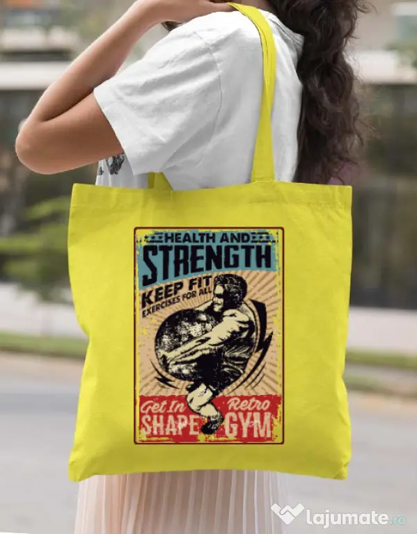 Sacosa din panza Health and strength Galben