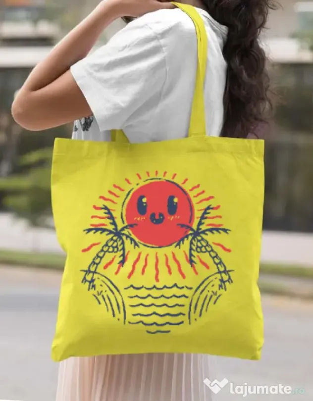 Sacosa din panza Hello sunset Galben