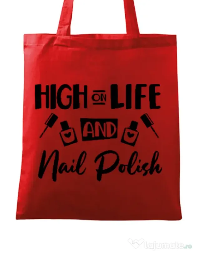Sacosa din panza High on life Rosu