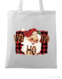 Sacosa din panza Ho Ho Ho! Alb