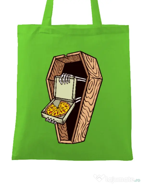 Sacosa din panza Horror pizza Verde mar