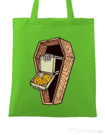 Sacosa din panza Horror pizza Verde mar