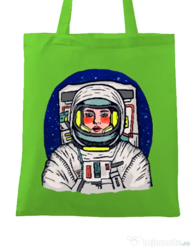 Sacosa din panza I need some space Verde mar