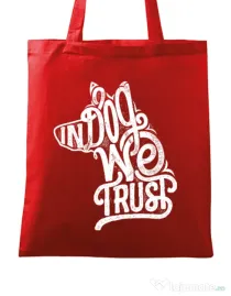 Sacosa din panza In dog we trust Rosu