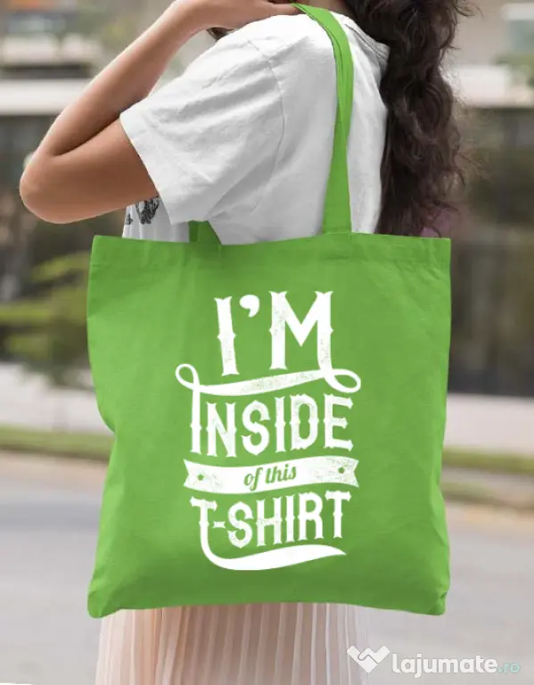 Sacosa din panza Inside my tshirt Verde mar