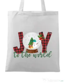Sacosa din panza Joy to the world Alb