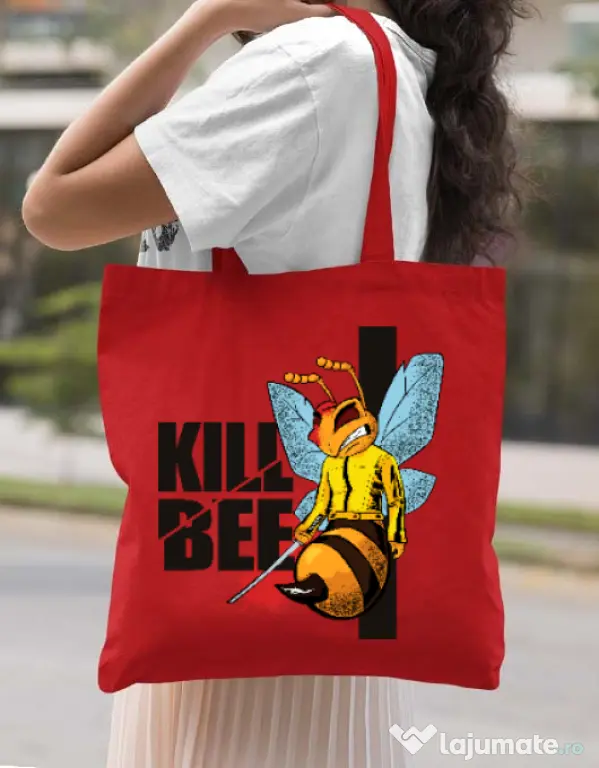 Sacosa din panza Kill bee Rosu