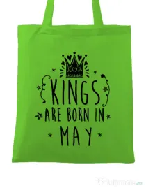 Sacosa din panza Kings are born in May Verde mar
