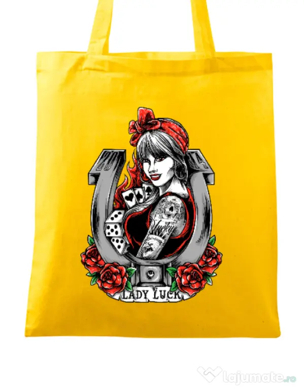 Sacosa din panza Lady luck Galben