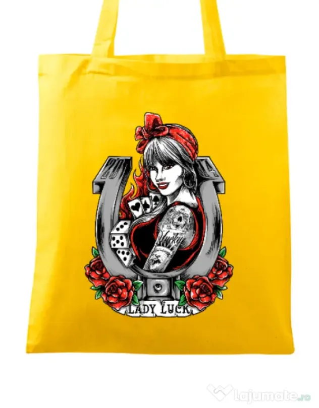Sacosa din panza Lady luck Galben