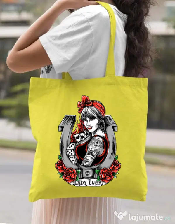 Sacosa din panza Lady luck Galben