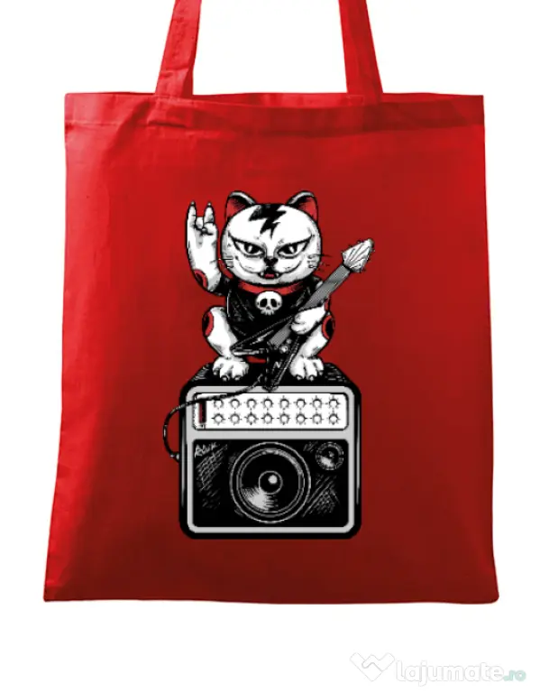 Sacosa din panza Lets rock Rosu
