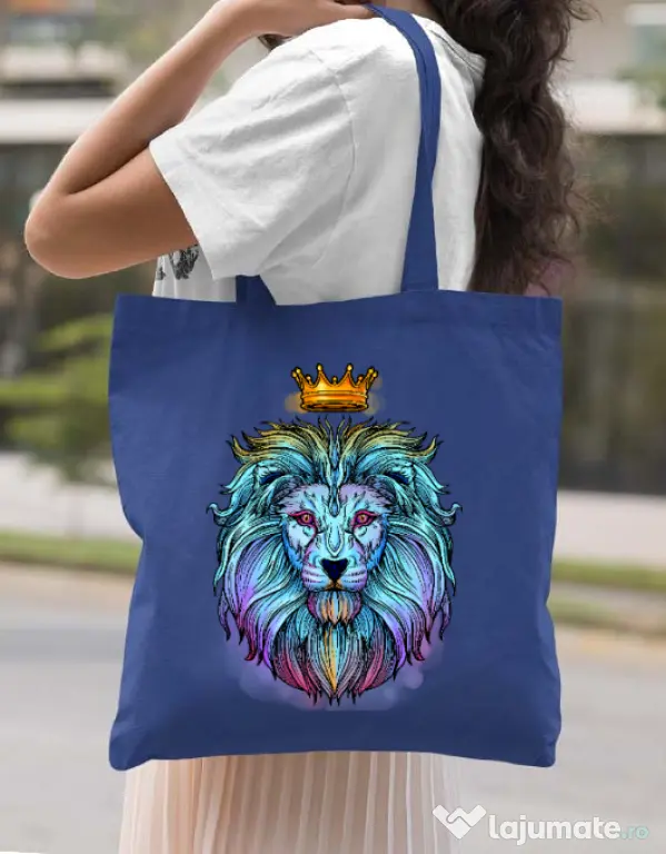Sacosa din panza Lion king Albastru regal