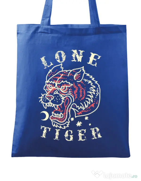 Sacosa din panza Lone tiger Albastru regal