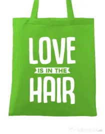 Sacosa din panza Love is in the hair Verde mar
