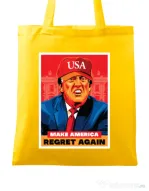 Sacosa din panza Make America regret again Galben