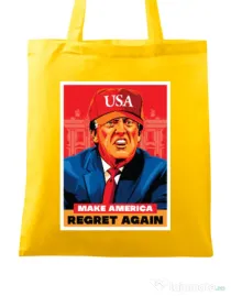 Sacosa din panza Make America regret again Galben