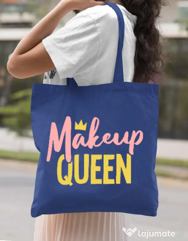 Sacosa din panza Makeup queen Albastru regal
