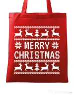 Sacosa din panza Merry Christmas Ugly Sweater Rosu