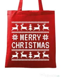Sacosa din panza Merry Christmas Ugly Sweater Rosu