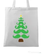 Sacosa din panza Moustache Christmas tree Alb